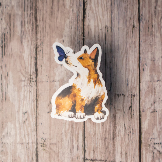 Sticker • Corgi Sitting with Butterfly